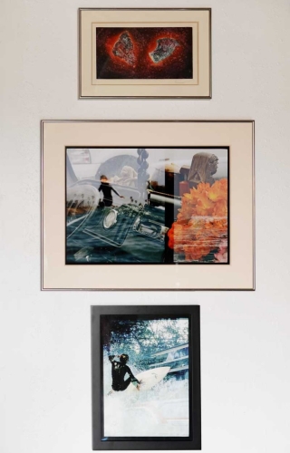 Top: Untitled monotype print by Clo Vanesco; Middle: 